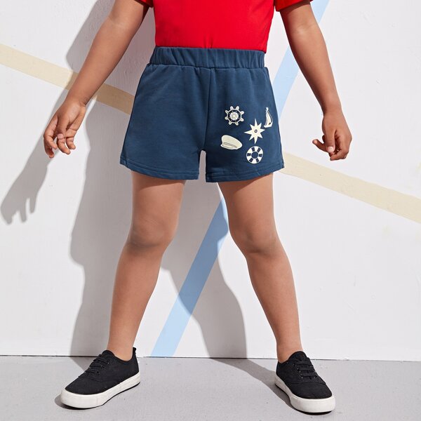 

Toddler Boys Graphic Print Shorts, Dusty blue
