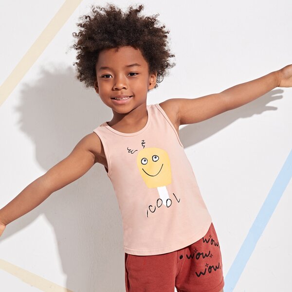 

Toddler Boys Cartoon Graphic Tank Top, Pastel baby pink