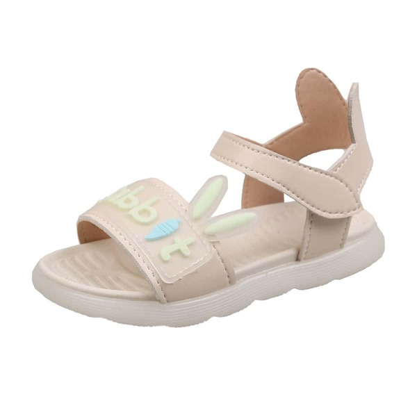 

Toddler Girls Letter Patch Velcro Strap Sandals, Beige