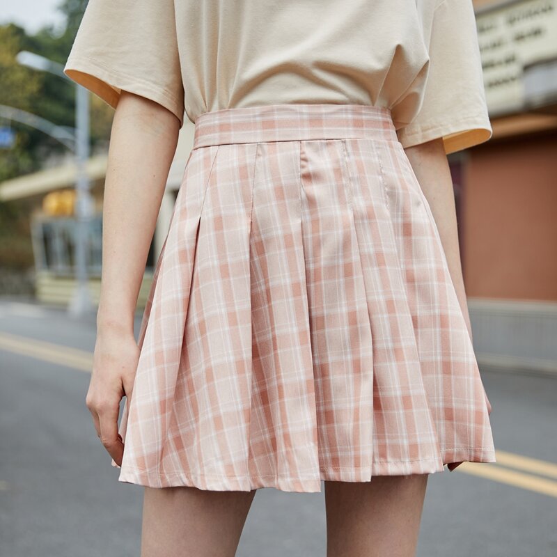 

Plaid Pleated Skirt, Baby pink