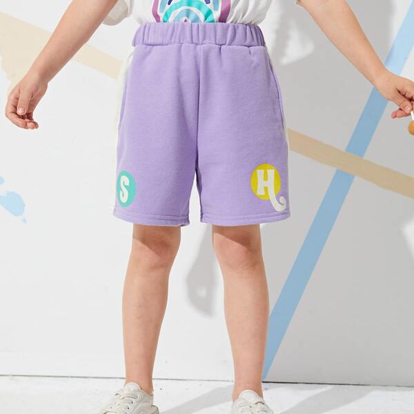 

Toddler Girls Letter Graphic Shorts, Lilac purple