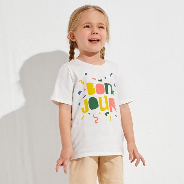 

Toddler Girls Letter Graphic Tee, White