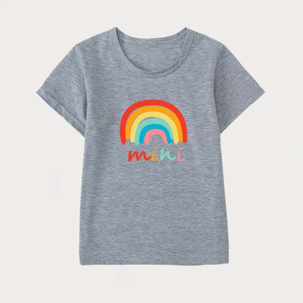 

Toddler Girls Rainbow And Letter Graphic Tee, Grey