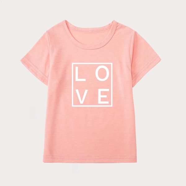 

Toddler Girls Letter Graphic Short Sleeve Tee, Coral pink
