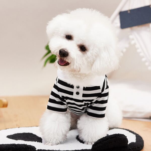 

Striped Pattern Pet Shirt, Black and white