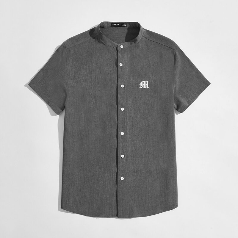 

Guys Graphic Print Shirt, Dark grey