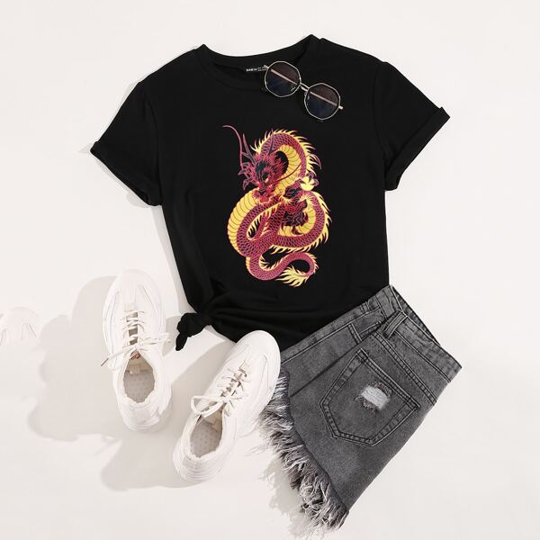 

Chinese Dragon Graphic Tee, Black