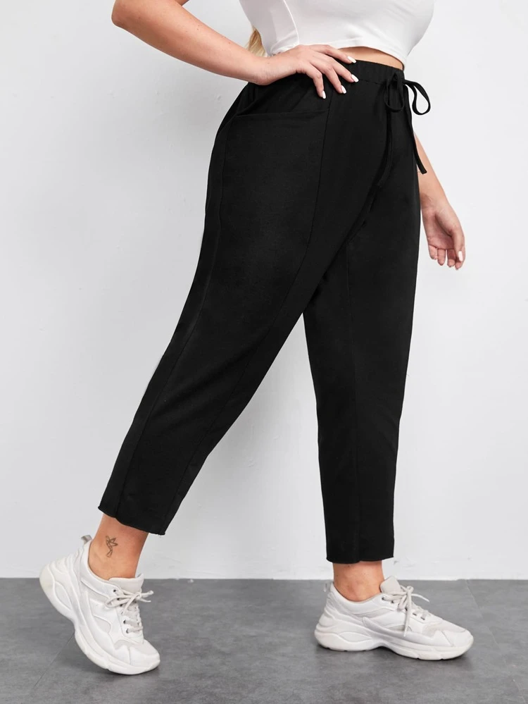 Plus Pocket Side Tie Front Joggers