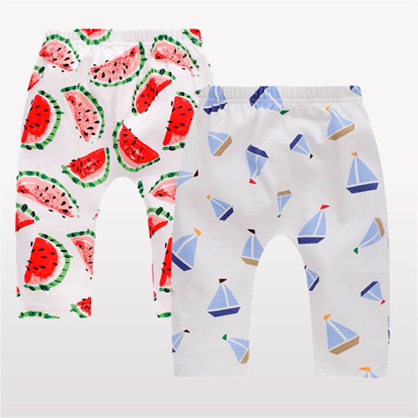 

Baby Girl 2pcs Watermelon And Bow Print Pants, Multicolor