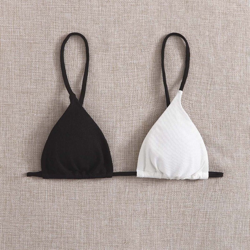 

Two Tone Bikini Top, Black and white