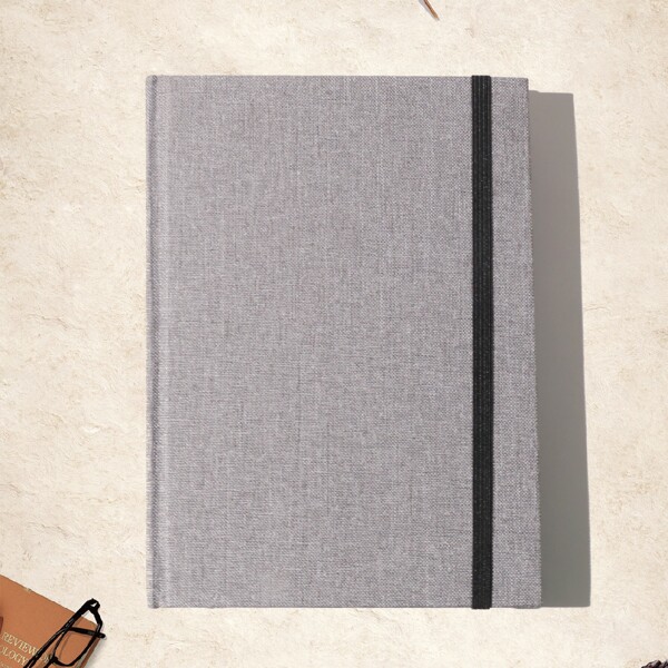 

1pc Notebook With Elastic Band, Grey