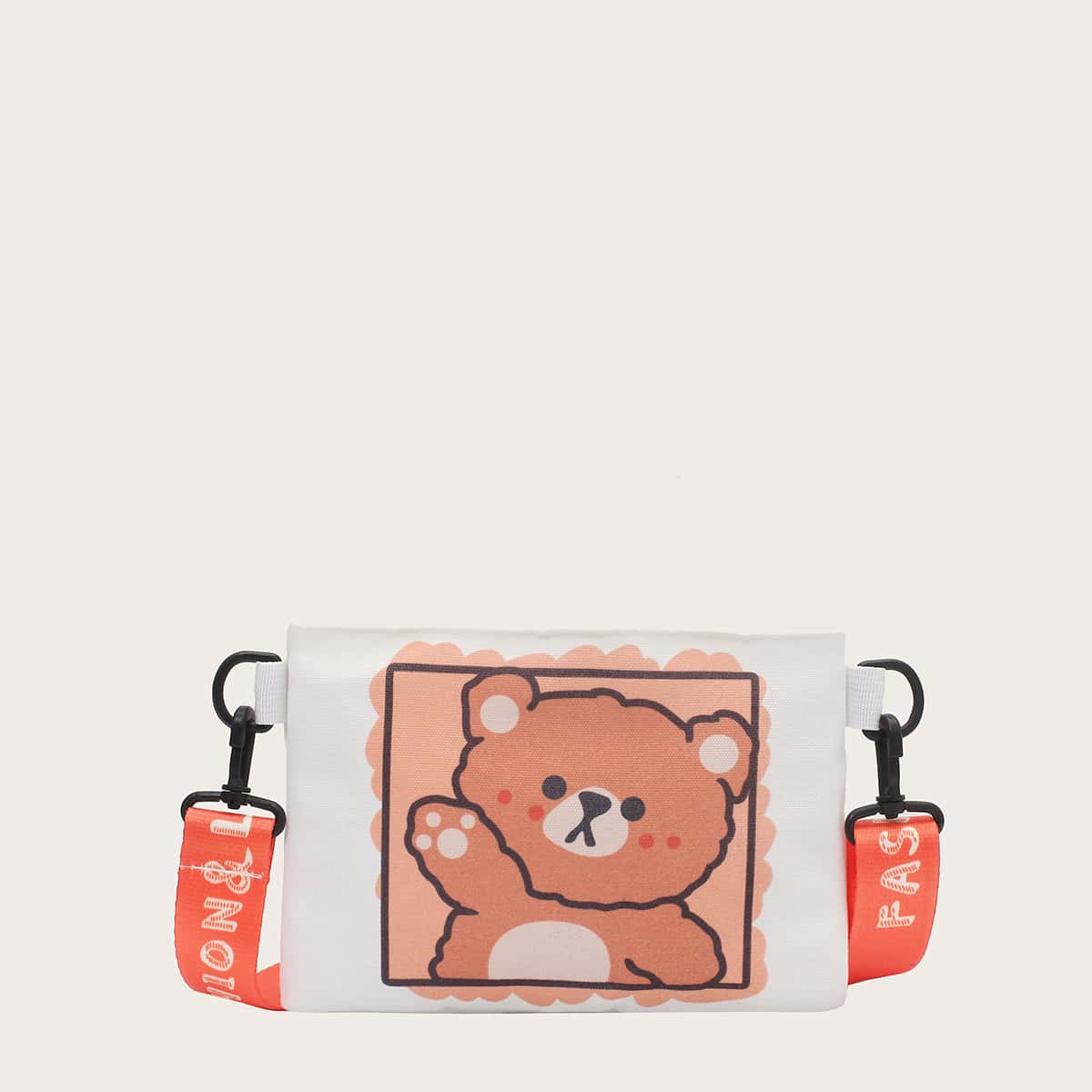 

Cartoon Bear Graphic Canvas Bag, Multicolor