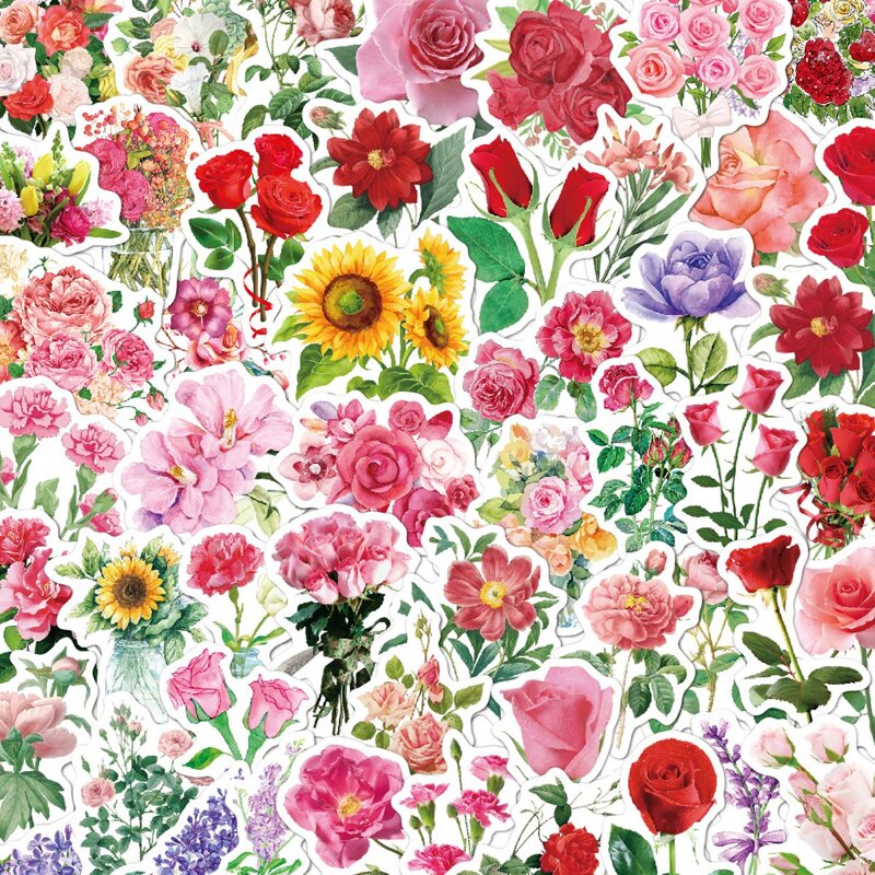 

50pcs Floral Pattern Sticker, Multicolor