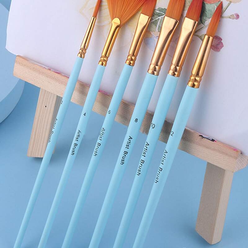 

6pcs Oil Painting Brush Set, Blue