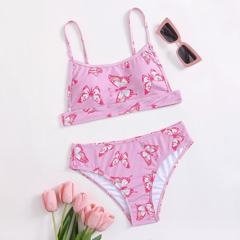 

Butterfly Print Bikini Swimsuit, Pink