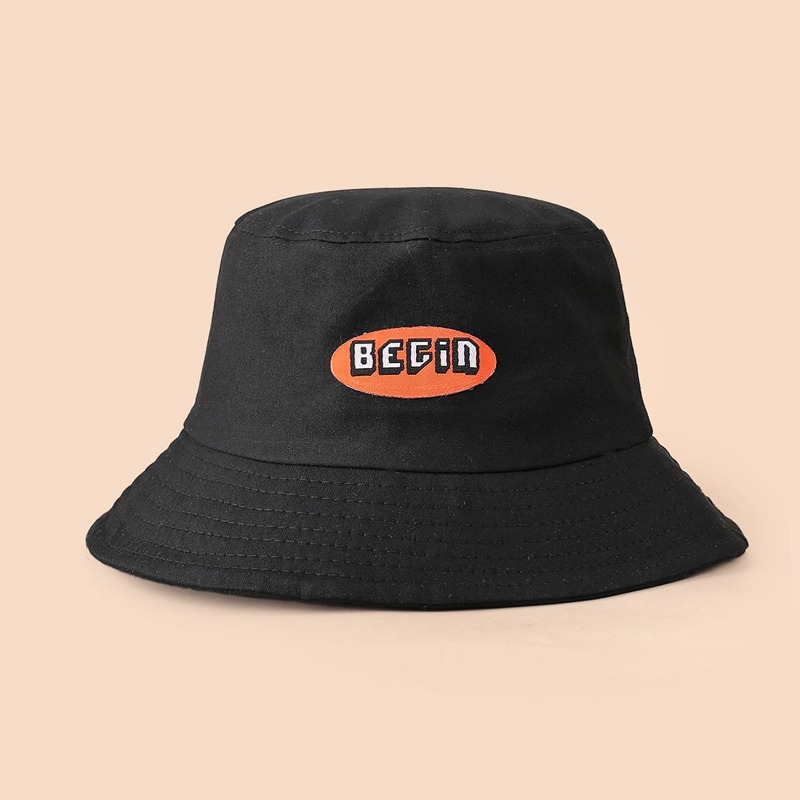 

Letter Patched Bucket Hat, Black