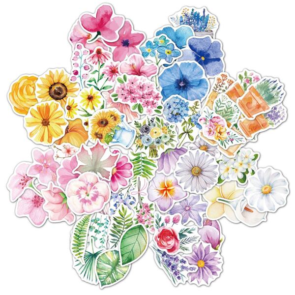 

60pcs Floral Pattern Sticker, Multicolor