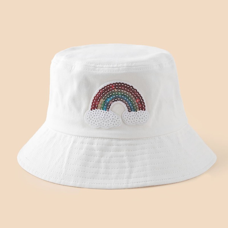 

Sequin Rainbow Bucket Hat, White