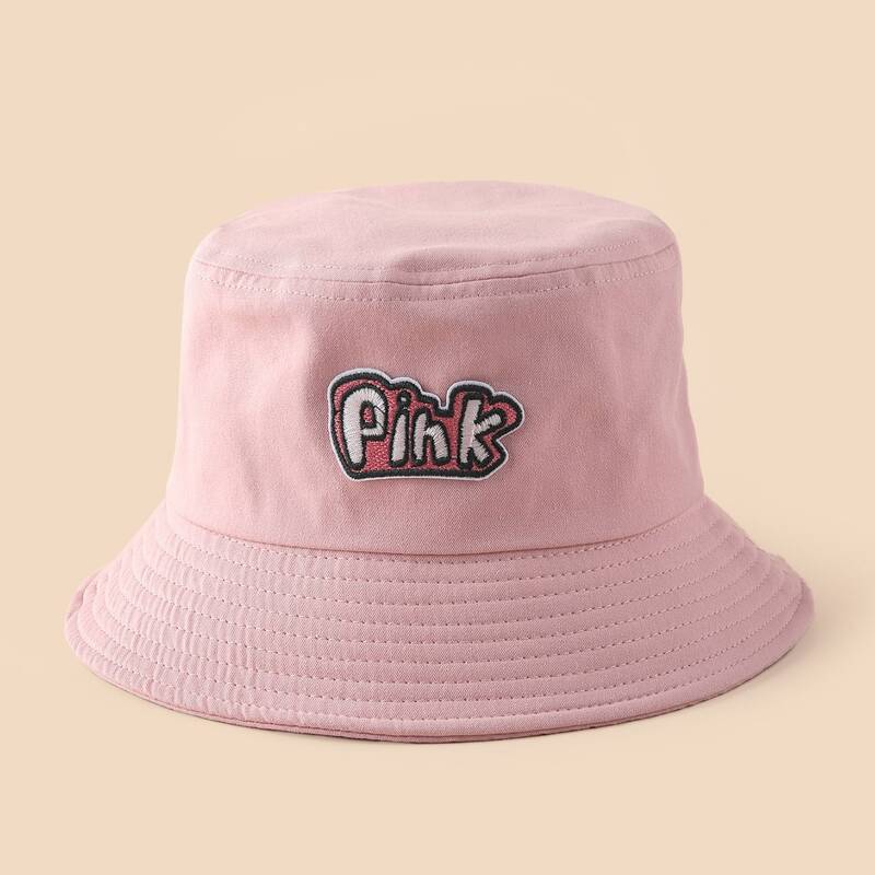 

Letter Patched Bucket Hat, Dusty pink