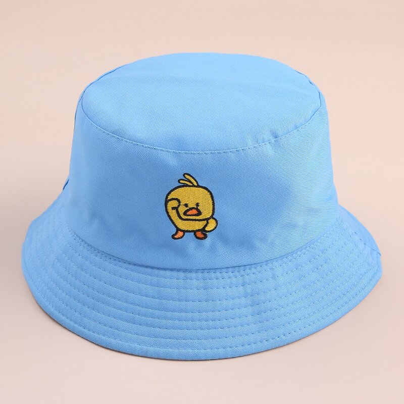 

Reversible Duck Embroidery Bucket Hat, White