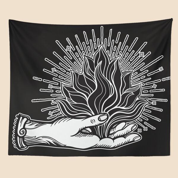 

Hand Print Tapestry, Black and white
