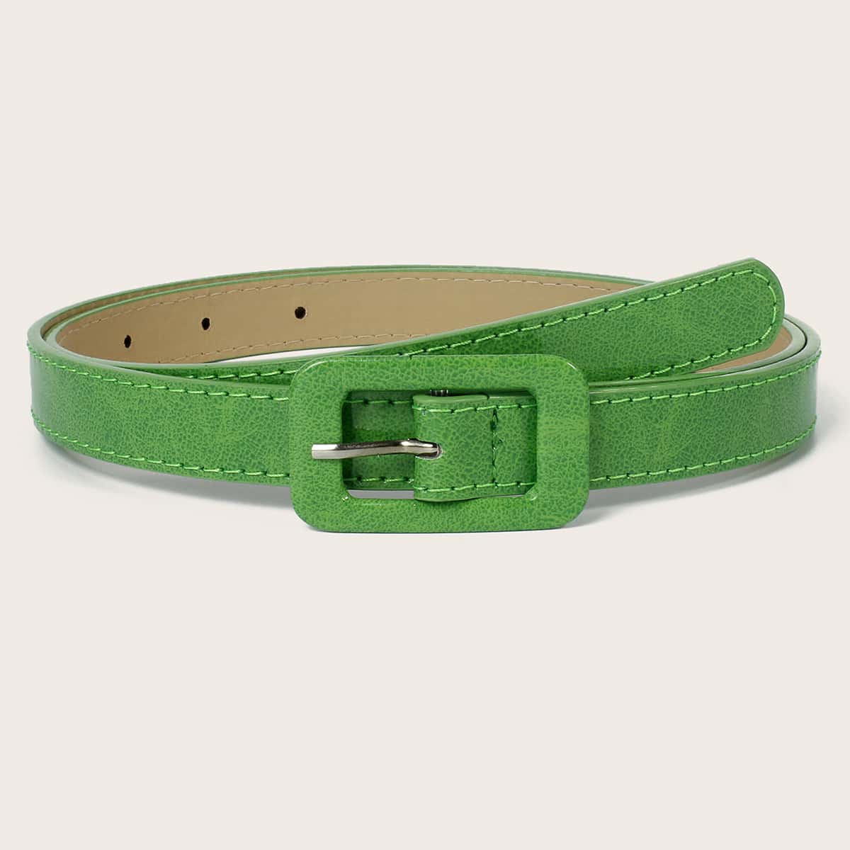 

Square Buckle PU Belt, Green