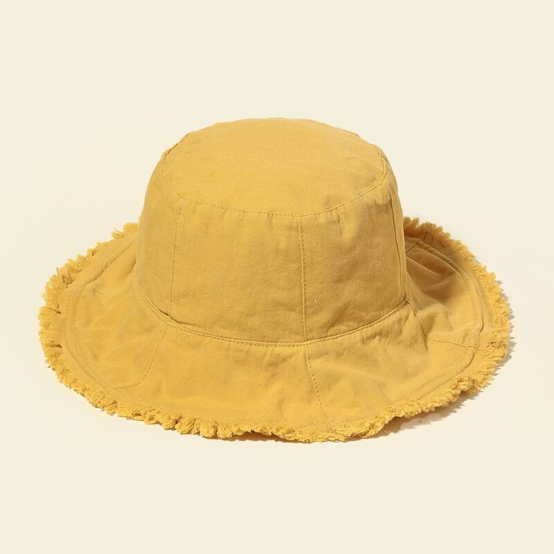 

Raw Hem Plain Bucket Hat, Yellow
