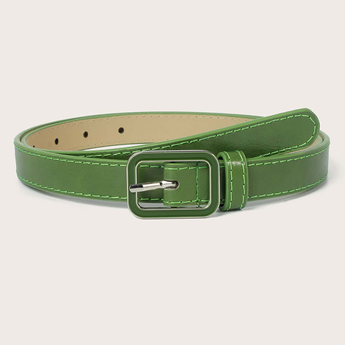 

Square Buckle PU Belt, Green