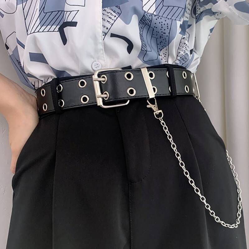 

Grommet Belt With Pants Chain, Black