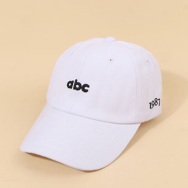 

Men Letter Embroidered Baseball Cap, White