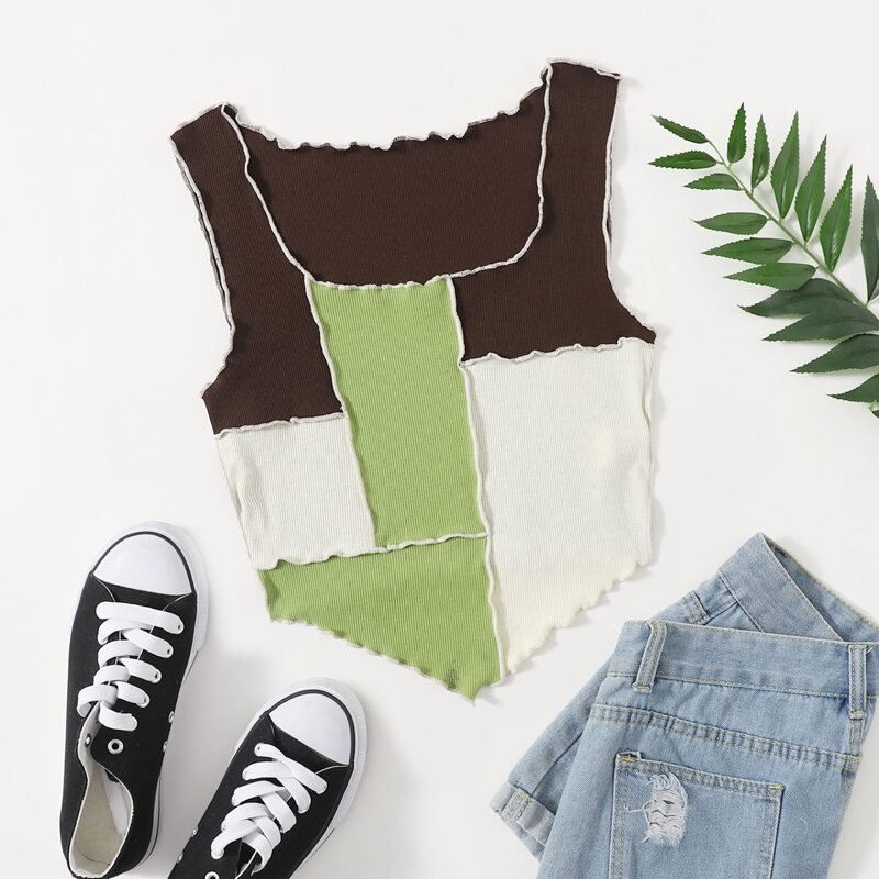 

Colorblock Seam Front Tank Top, Multicolor