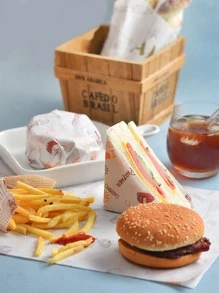 50入組隨機圖案三明治包裝紙，烘焙用麵包包裝紙，節省清潔的烘焙紙，空氣炸鍋紙，脂肪炸鍋必備品 - 彩色 - 查看 3