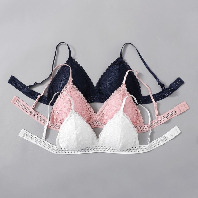 

3pack Floral Lace Triangle Bralette, Multicolor