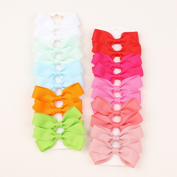 

20pcs Toddler Girls Bow Decor Hair Clip, Multicolor