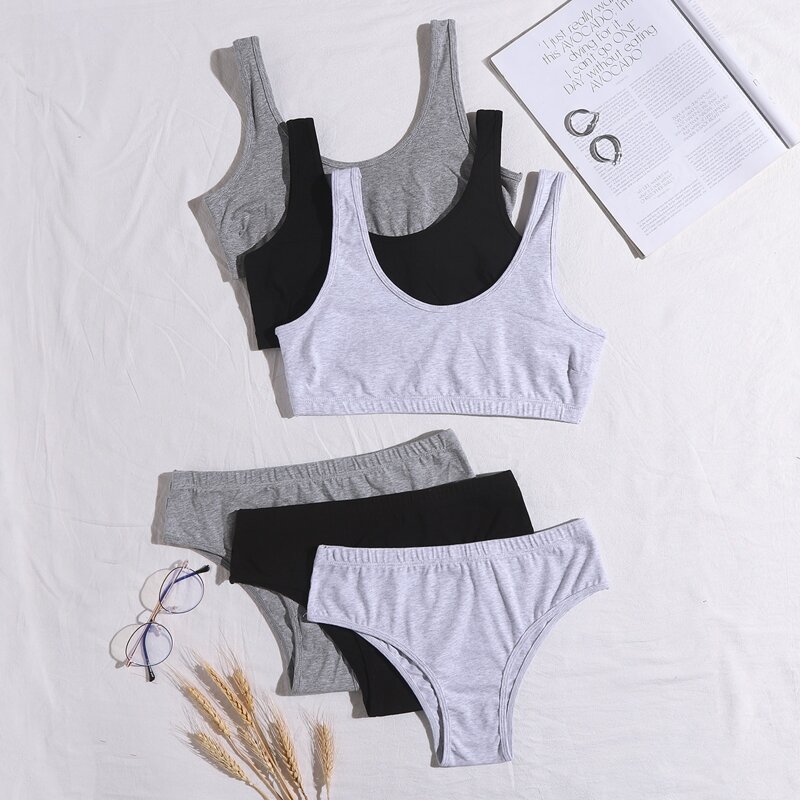 

6pack Simple Scoop Neck Lingerie Set, Multicolor