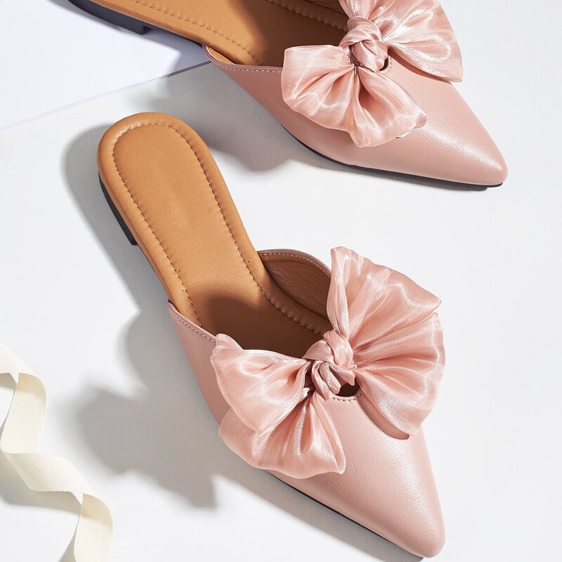 

Bow Decor Flat Mules, Pink