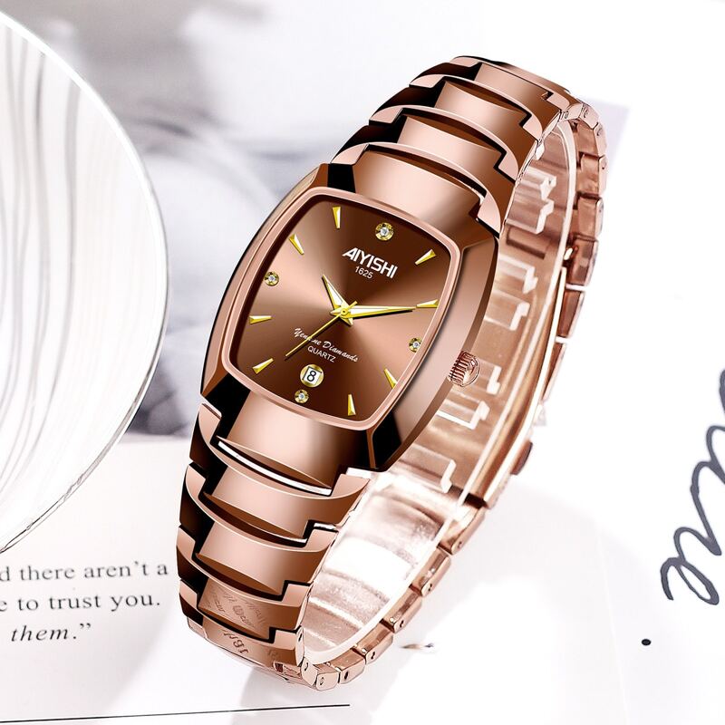 

Rhinestone Decor Round Pointer Quartz Watch