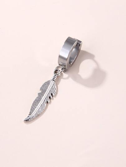 اقراط متدلي بتصميم ريش استالنس استيل 1 قطعة