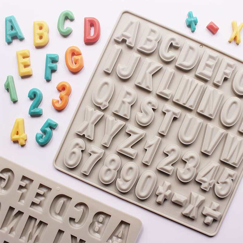 

1pc Alphabet & Number Design Mold, Light grey