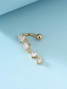 方晶鋯石裝飾臍環中性時尚朋克身體穿刺首飾