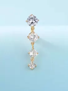 方晶鋯石裝飾臍環中性時尚朋克身體穿刺首飾