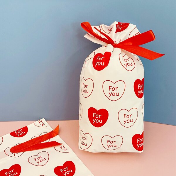 

10pcs Heart Print Packing Bag, Multicolor