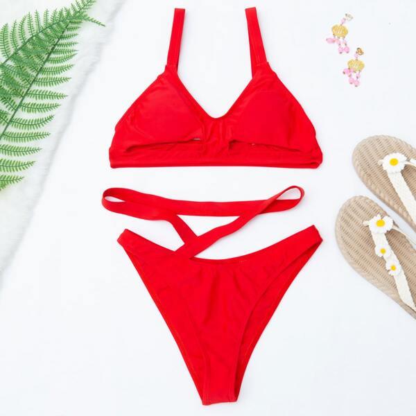 

Cut Out Bikini Swimsuit, Red