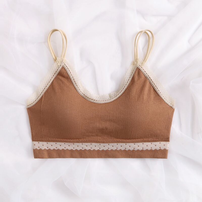 

Lace Trim Bralette, Brown