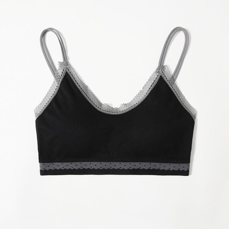 

Lace Trim Bralette, Black