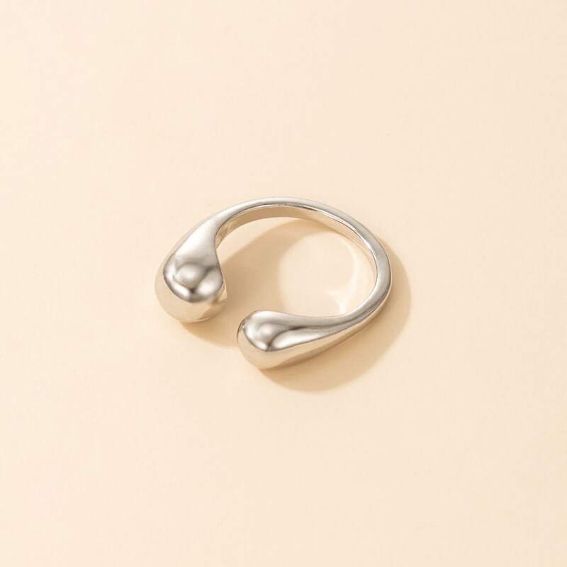 

1pc Ball Cuff Ring, Silver