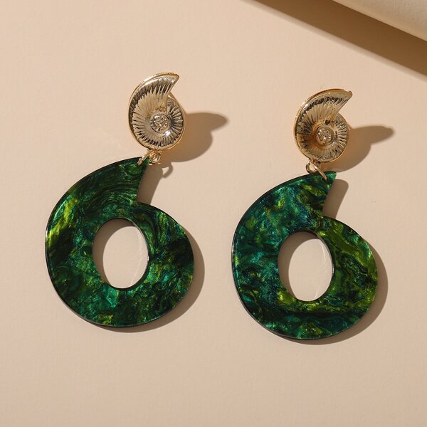 

Hollow Out Conch Design Drop Earrings, Green