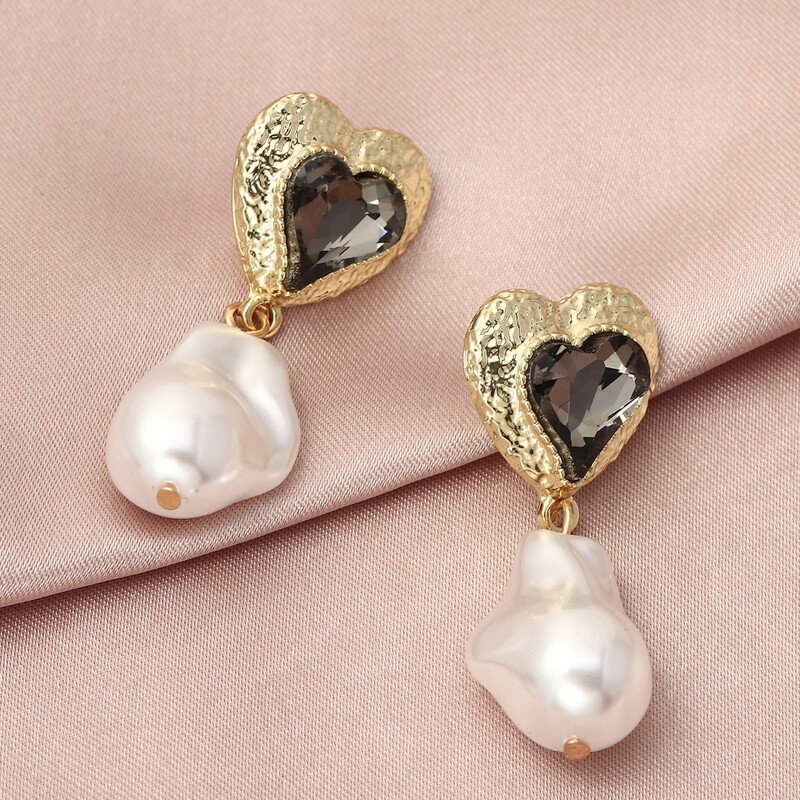 

Faux Pearl Decor Heart Design Earrings, Multicolor