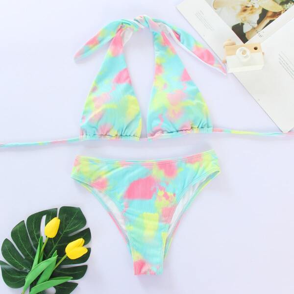 

Tie Dye Rib Bikini Swimsuit, Multicolor