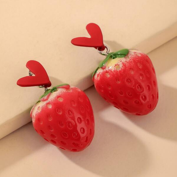 

Fruit Decor Drop Earrings, Red